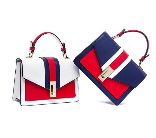 

2019 new fashionable personality simple tide genuine leather shoulder bag messenger square bag