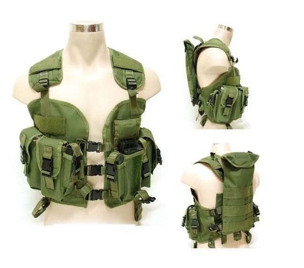 

surplus woodland camouflage tactical vest ca ship, Camo;black
