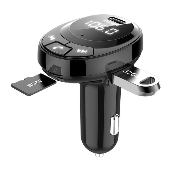 

car fm transmitter bluetooth 5.0 car mp3 player wireless fast charging battery voltage adapter
