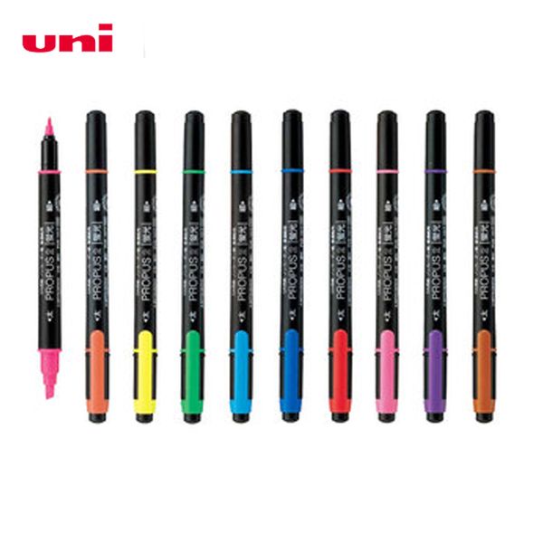 

japan uni mitsubishi pus-101t propus2 double-head highlighter water color marker set, Black;red