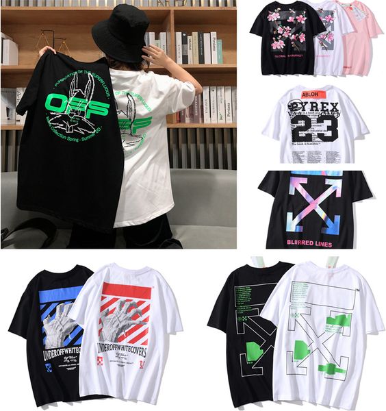 

fashion virgil tees for men womens off-white 2020ss hip hop cotton cenacolo clothing t-shirt round collar fans summer short sleeve tees, Black