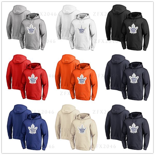 

men's toronto maple leafs fanatics branded black ash white red orange embroidery primary logo pullover hoodies long sleeve outdoor wear, Blue;black