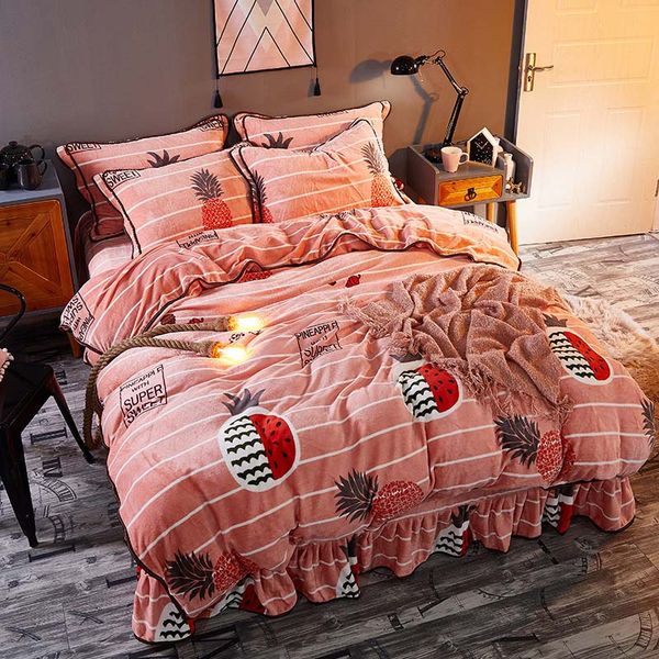 

sl1905022 most popular flannel bedding set winter warm velvet duvet cover set velvet home textile bed linen 4pcs/set