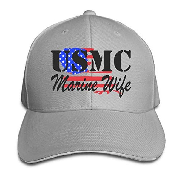 

usmc marine wife usa flag louisiana map baseball cap adjustable peaked sandwich unisexe men women baseball sports outdoors hip-hop caps hats, Blue;gray