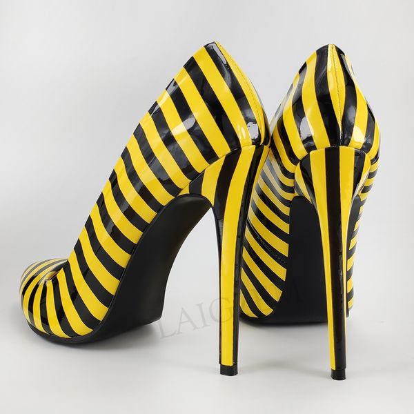 

stripe women heels pumps slip on zebra heels party 2020 design shoes woman tacones zapatos mujer large size 45 46 47, Black
