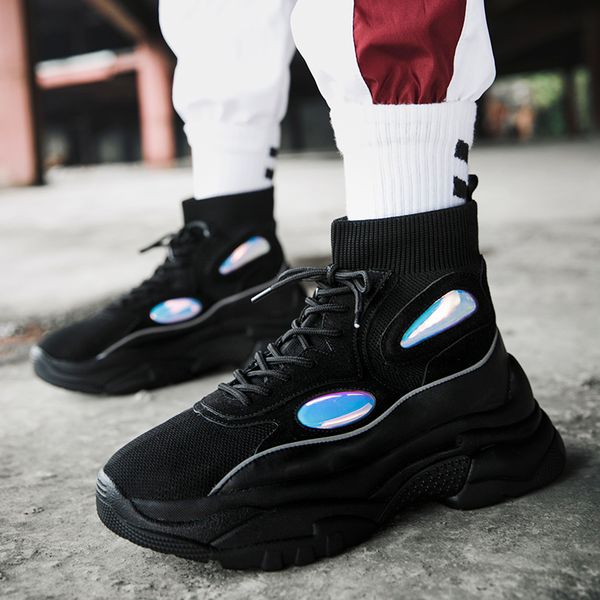 

new trend men sneakers thick sole platform running shoes for man height increasing 6 cm chunky casual breathable outdoor shoes