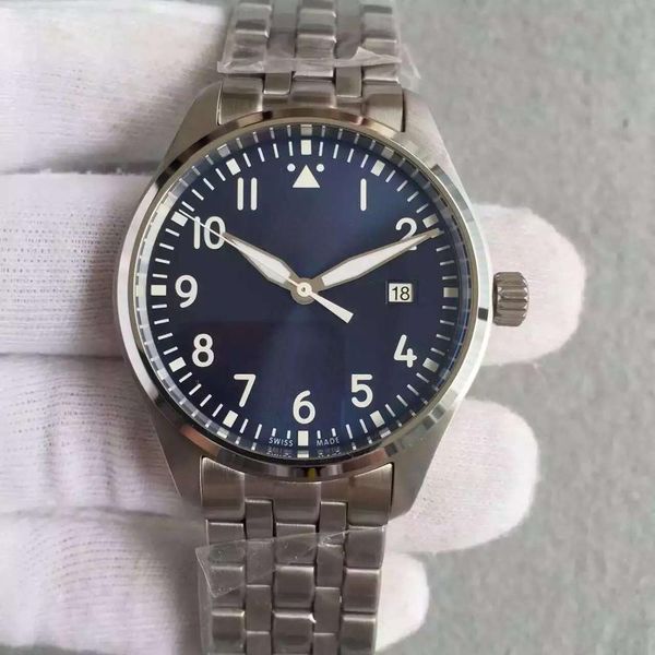 

2019 hot sale pilot automatic date mens watches MARK XVIII 40mm black dial stainless steel strap sports men's mechanical watch free shipping