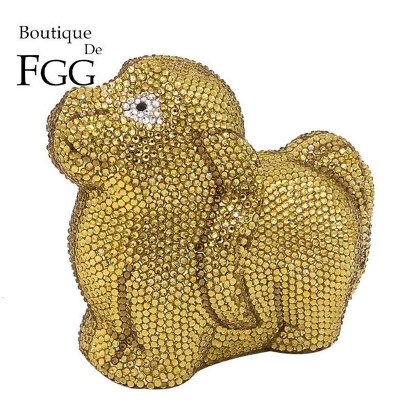 

boutique de fgg cute 3d doggy shape women crystal evening clutch handbags bridal diamond purses wedding party banquet dinner bag