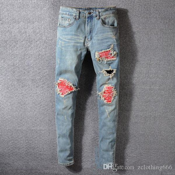 

2020 men designer jeans mens slim ripped distressed zipper jeans fashion brand mens hip hop ripped jeans for men 29-40, Blue