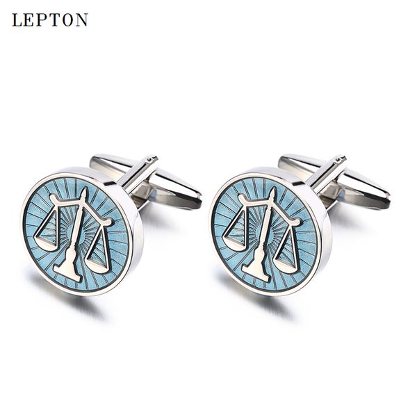 

libra scales cufflinks lepton stainless steel round balance cuff links for mens shirt studs gift lawyer relojes gemelos, Silver;golden