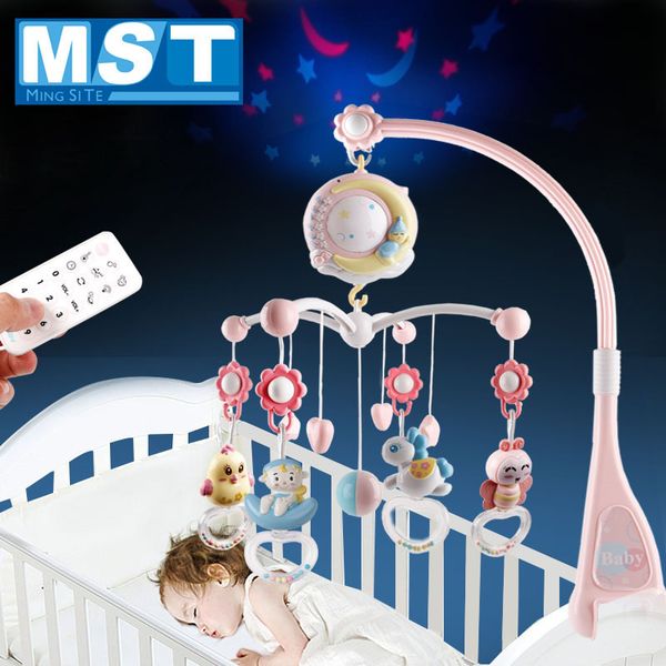 

baby rattles crib mobiles babies toys holder rotating crib bed bell with music box projection for 0-12 months newborn infant t200429