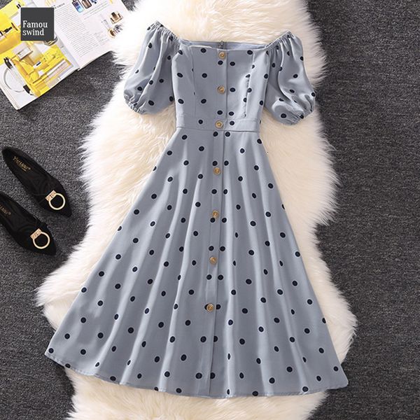 

платье 2019 женщин элегантный blue dot печати площади воротник линия тонкий mid теленок long beach party повседневный отпуск, Black;gray