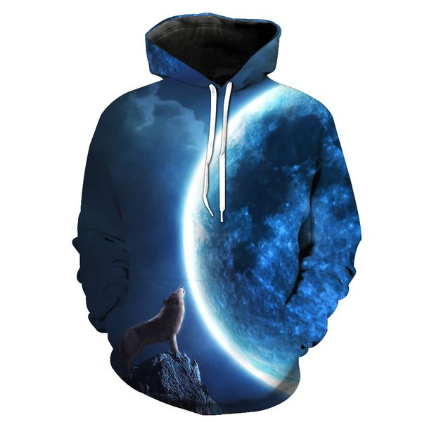 

nightwolf digital printed hat-pocket cover men's tide-hat and men's wear blouse hoodies, Black