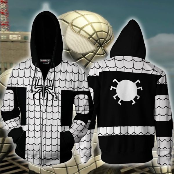 

autumn winter 3d print the amazing spider armor cosplay zip up hoodie jacket clothing, Black