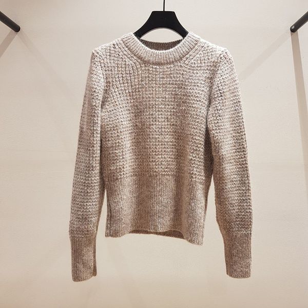 

women's knitted sweater solid color long sleeve o-neck knitwear pullover, White;black