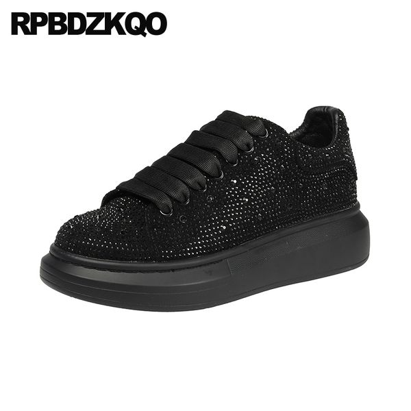 

elevator wedge beautiful creepers platform shoes silver sneakers trainers women rhinestone crystal bling suede black diamond