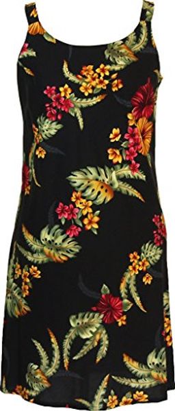 

rjc women's kailua bloom short hawaiian bias cut slip dress, Black;gray