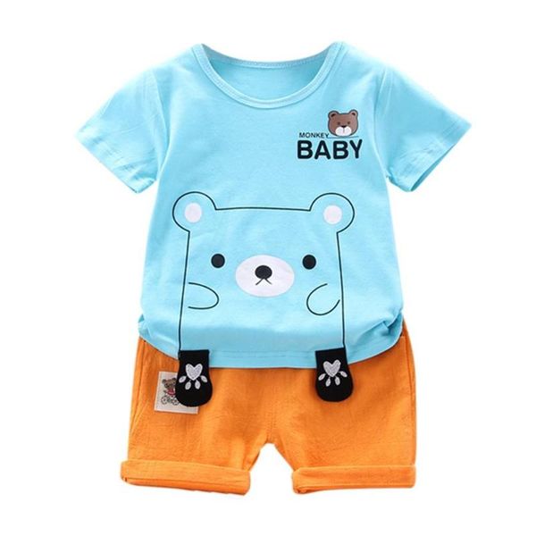 

summer boys bear t-shirt + shorts sets, White