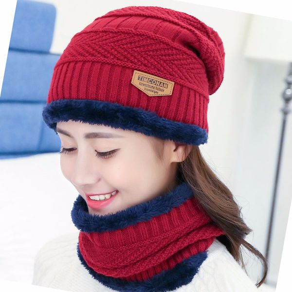 

2019 new arrival winter hat women's men warm keeping hedging cap knitted beanies cap brand new wool knit hat set solid color, Blue;gray