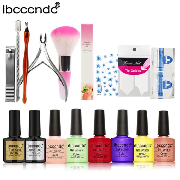 

nail art kits manicure set nail gel polish set kit base gel coat remover wraps 6 color 10 ml varnish files diy tool