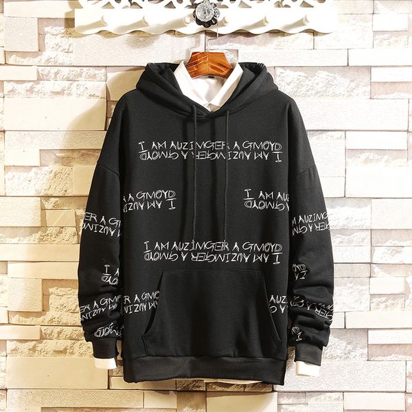 

jaycosin letter printed hoodies women/men long sleeve hooded sweatshirt 2019 pullover casual trendy streetwear hoodies, Black