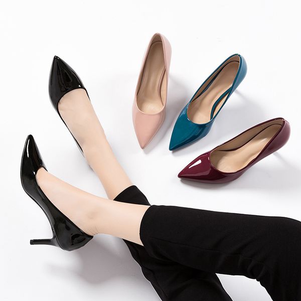 

begocool women pointed toe pumps high heels fashion ladies office shoes female low short heels suede patent leather black nude