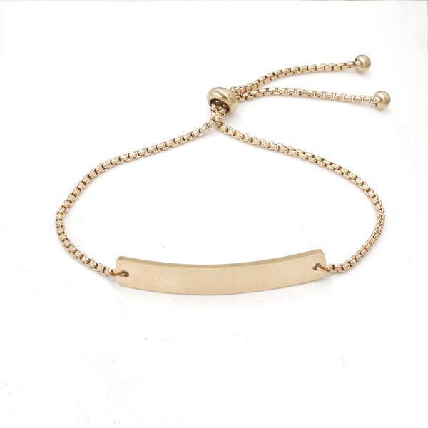 

silver/gold/rosegold stainless steel blank bar bracelet personalized name plate bracelet for adjustable wholesale 5pcs, Black