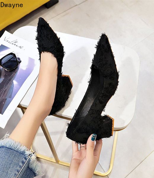 

pointed high heels 2019 autumn new korean version of the wild black work shoes fashion thick with women's shoes