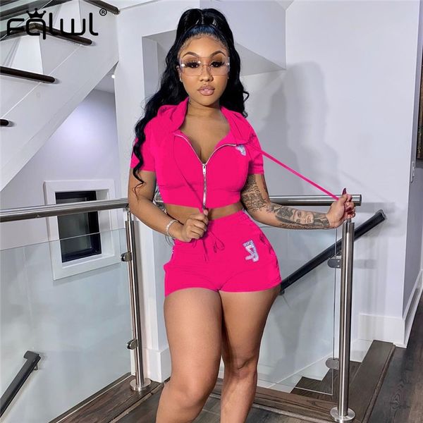 

fqlwl rhinestones casual two piece set women club outfits zipper hooded and bodycon pants female tracksuit ladies matching sets t200612, Gray