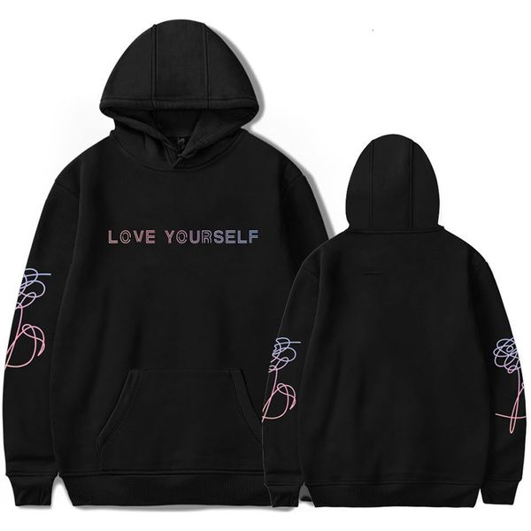 

autumn love yourself hoodies sweatshirt kpop enjoy casual loving your own ladies hoodie bangtan boy warm long sleeve sweatshirt, Black