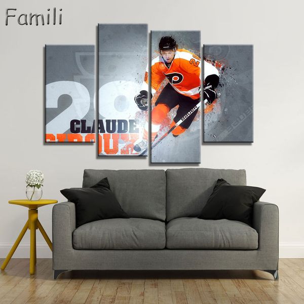 

новый hot sel 4 шт. хоккей спорт звезда живопись холст wall art picture украшение дома гостиная живопись холст