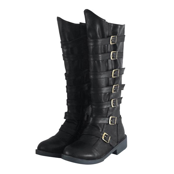 

fashion winter boots women knee high long boots winter warm buckle strap snow women waterproof large size woman, Black