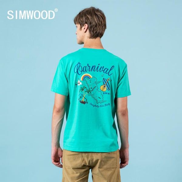 

simwood 2020 summer new music print t-shirt men fashion holiday vacation 100% cotton tees plus size clothing sj130533, White;black