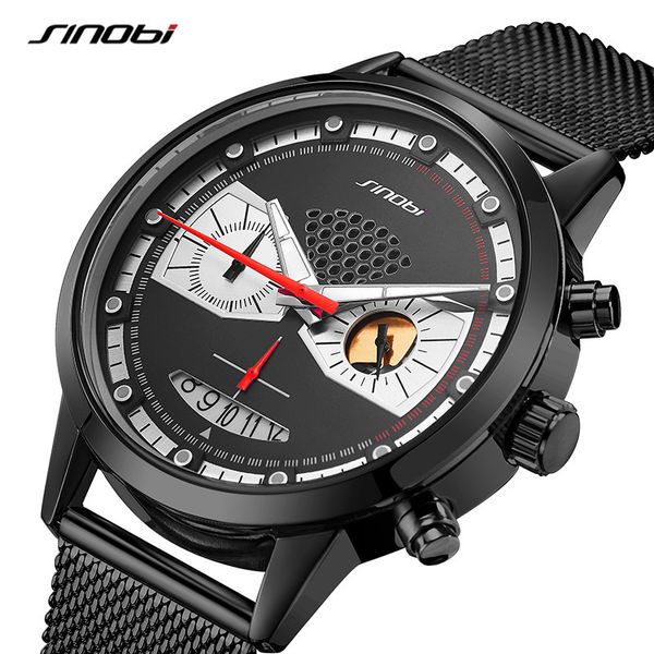 

sinobi fashion men watches male hero iron man creative casual sport chronograph quartz clock stainles steel waterproof man watch, Slivery;brown