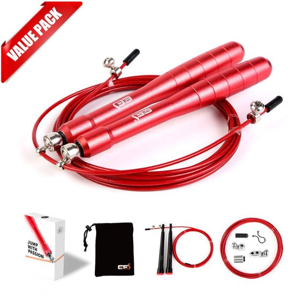 

2 pack] adjustable speed jump rope for crossfit workout with ergonomic aluminum handle