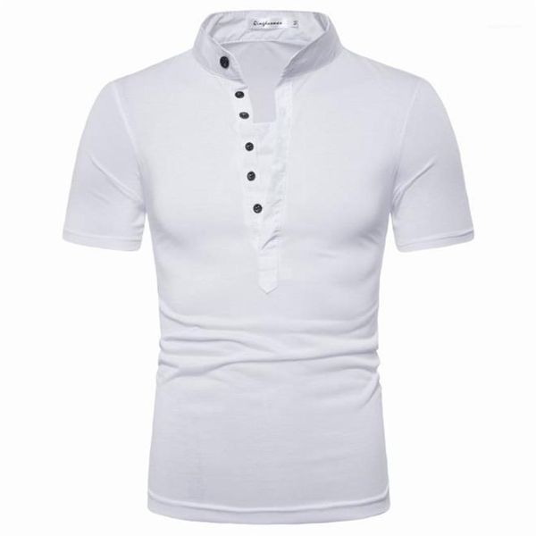 

short sleeve solid color mens casual fashion button homme tees v neck slim mens tshirts summer, White;black