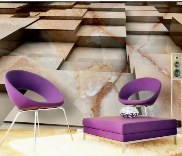 

beautiful scenery wallpapers three-dimensional square space marble texture modern 3d background wall