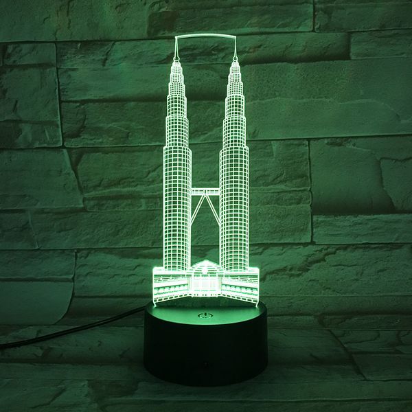 

kuala lumpur city petronas twin towers usb 3d led night light festival gift famous buildings decorative lights desk lamp bedroom