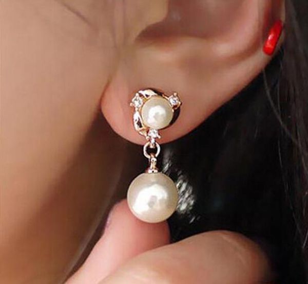 

new new styles are versatile with natural freshwater pearl earrings studded with diamonds, fashionable, classic and elegant, Silver