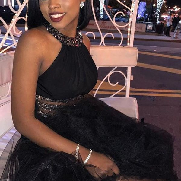 

New Black Mermaid Girls Prom Dresses 2020 Shining Sequins See Through Evening Gowns Arabic Formal Party Dresses 65