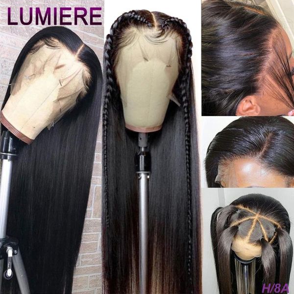 

lace wigs transparent 13x4 360 front human hair pre plucked high ratio lumiere remy 150% 180% peruvian straight wig, Black;brown