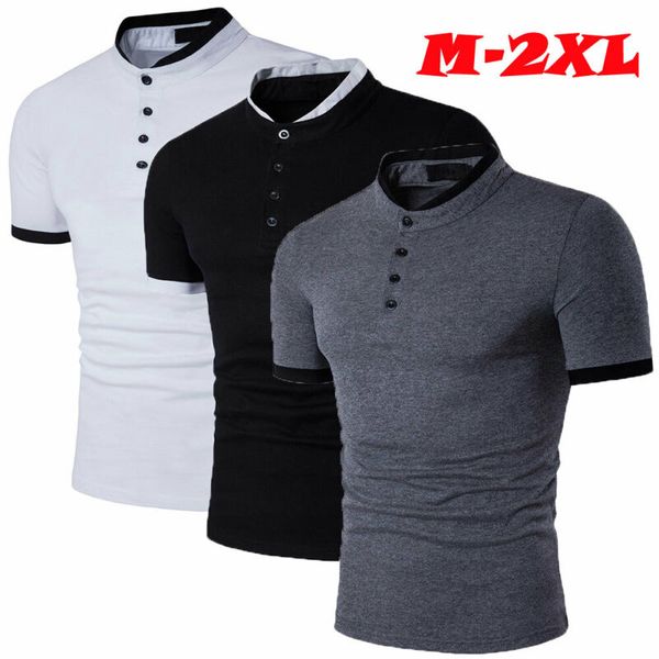 

Summer Mens Casual Classic Stylish Slim Fit Tee Tops Button Short Sleeve O-Neck T-shirts Popular Design Top