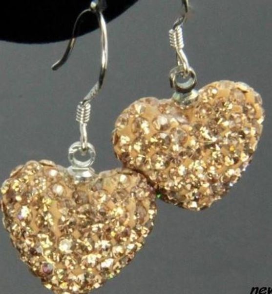 

mixed white pink crystal disco silver plated drop heart earrings lot jewelry rhinestone dangles yty45