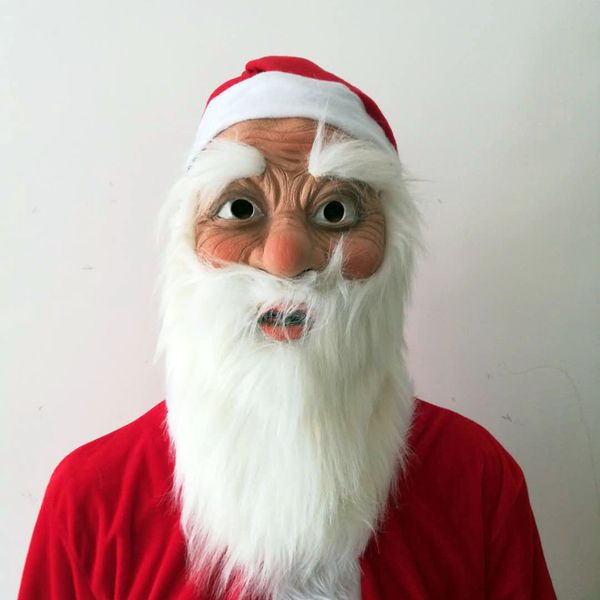 

christmas santa claus latex mask full head costume christmas party decoration outdoor ornament chrismas mask