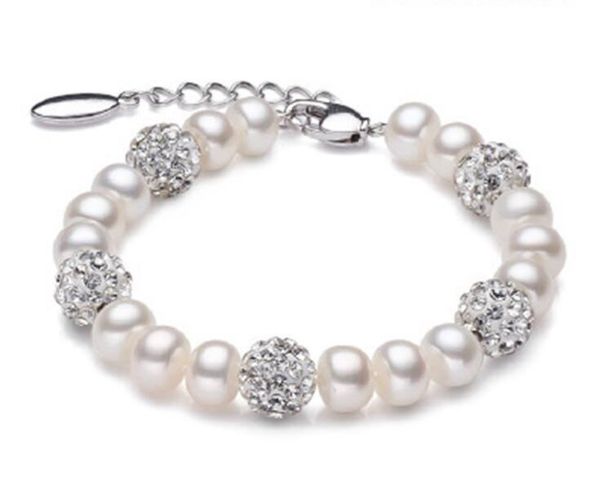 

real beautiful freshwater pearl bracelet women wedding cultured white pearl bracelet 925 silver jewlery girl birthday gift gb773, Black