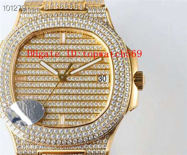 

extra-thin diamond mens watch nautilus 5719 watch wristwatch swiss 324c automatic mechanical 28800 vph sapphire 18k gold 316l steel, Slivery;brown
