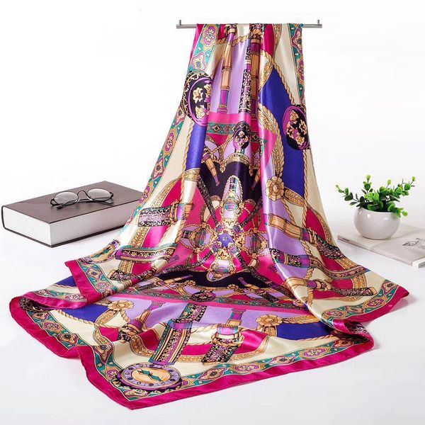 

fashion-summer designer womans brand scarf 100% silk scarves classic printing design womans scarves for women s-777b, Blue;gray