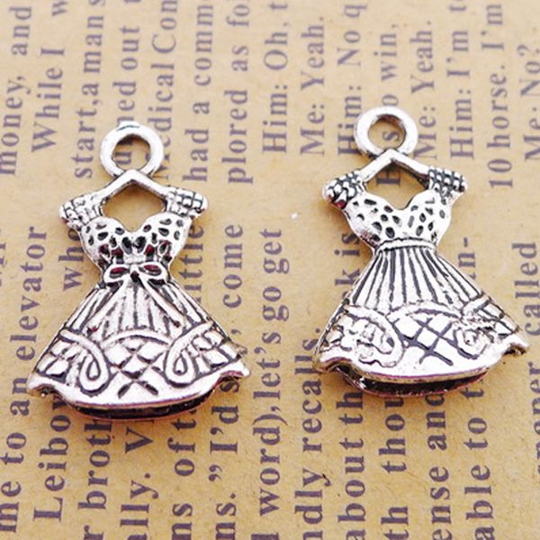 

rainxtar fashion alloy antique silver color girl skirt charms 15*22mm 20pcs aac596, Bronze;silver