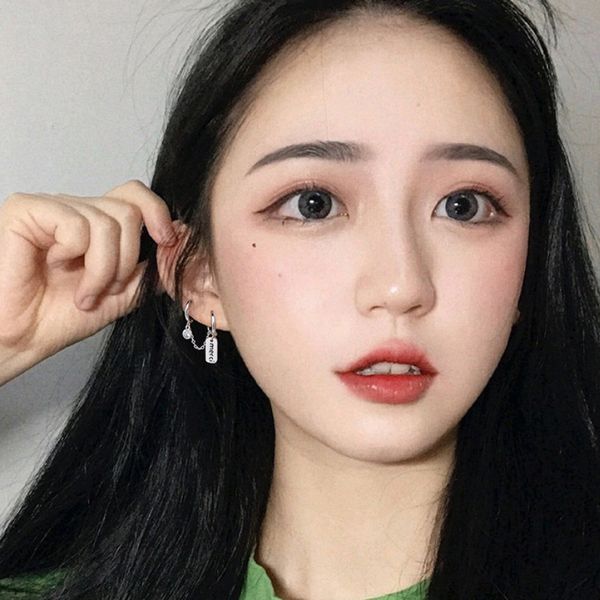 

double-ear hole circle earrings women's new style cool cool versatile elegant online celebrity ear clip normcore style ear, Golden;silver