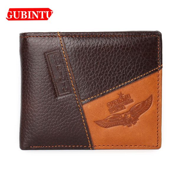 

gubintu fashion men wallets genuine leather passcard pocket note compartment men purse brand male wallets, Red;black